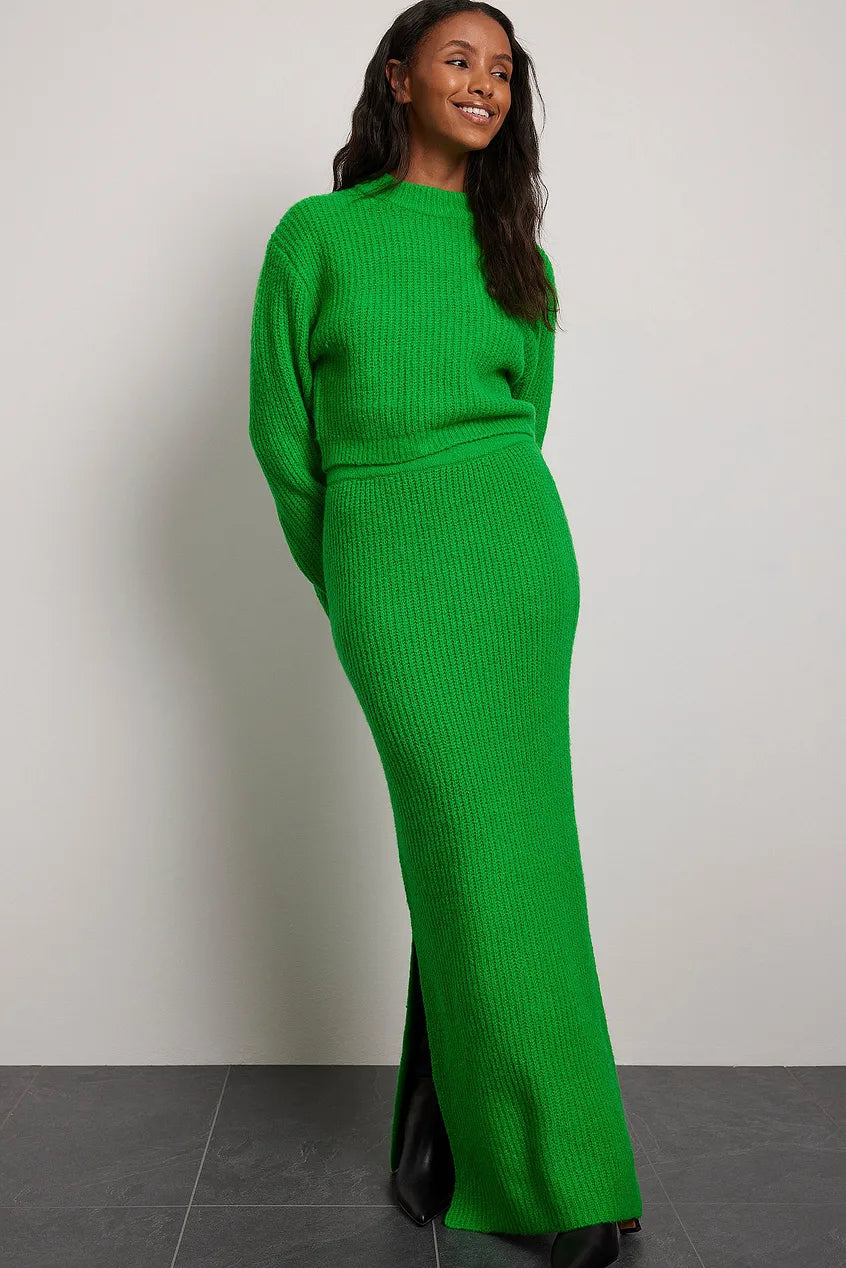 Maxi green wool skirt best sale