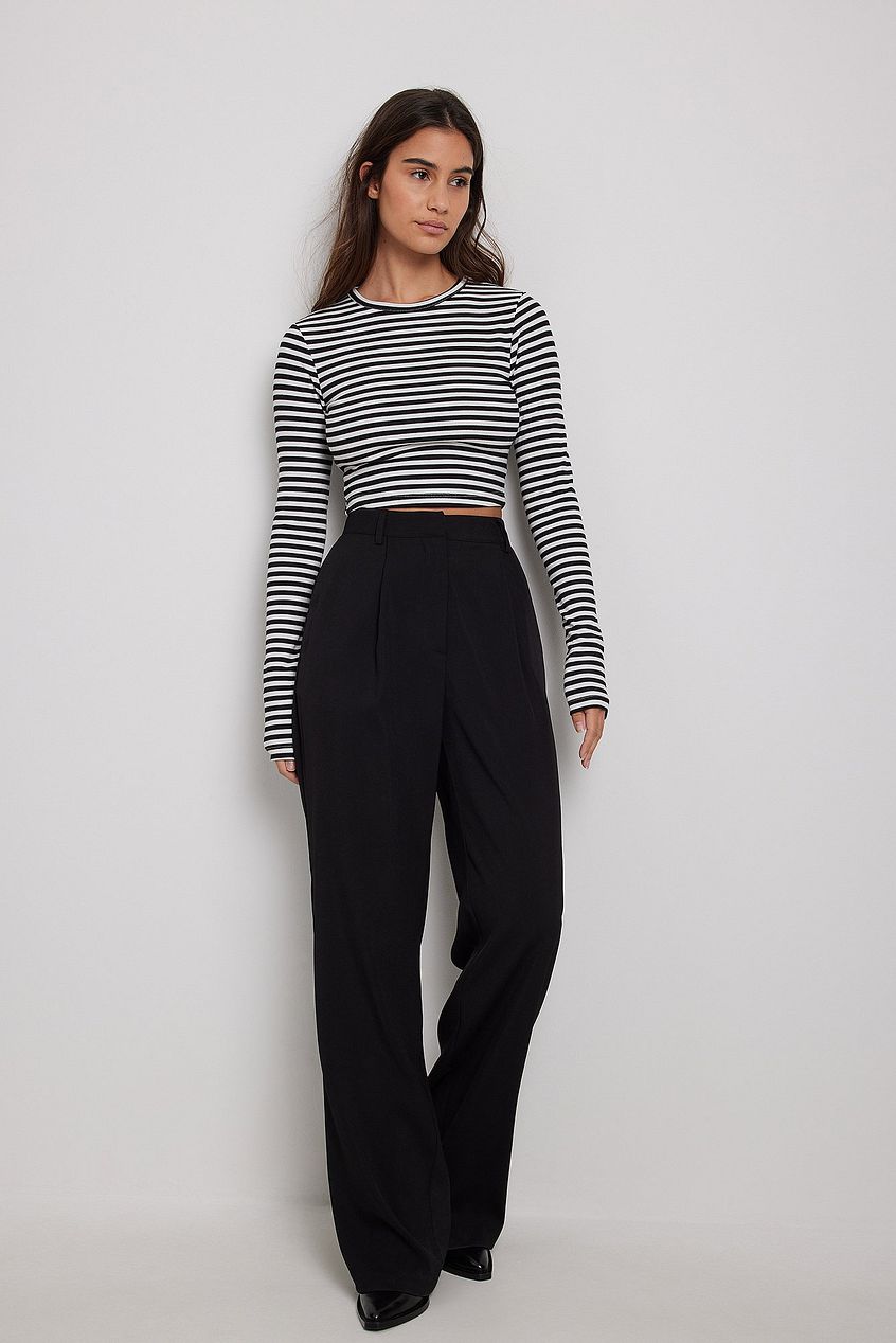 Cropped Long Sleeved Striped Top