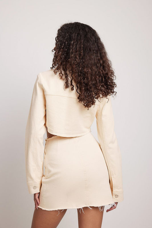 Cropped V Cut Denim Shirt