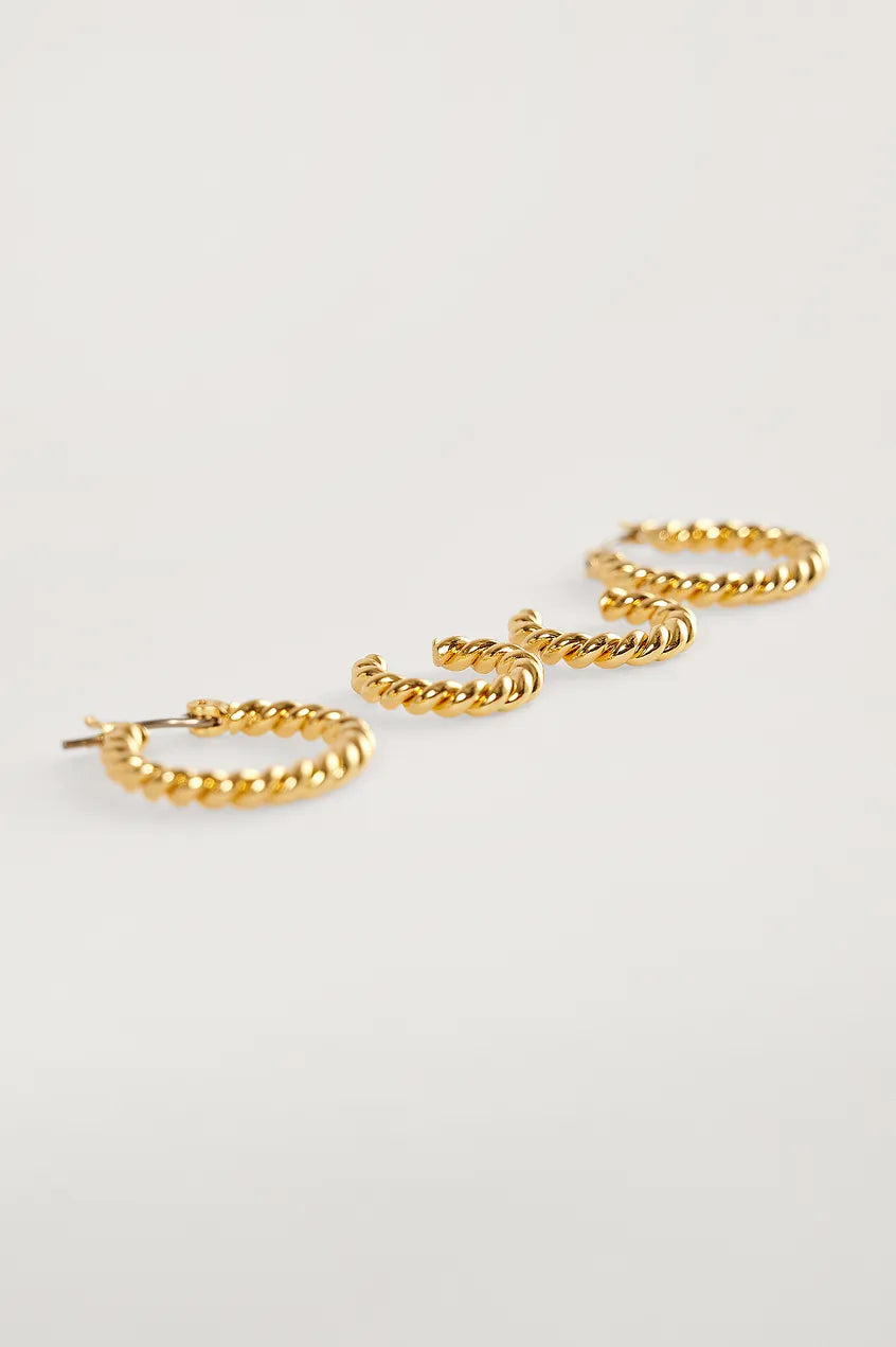 Double Pack 18K Twisted Hoops Gold