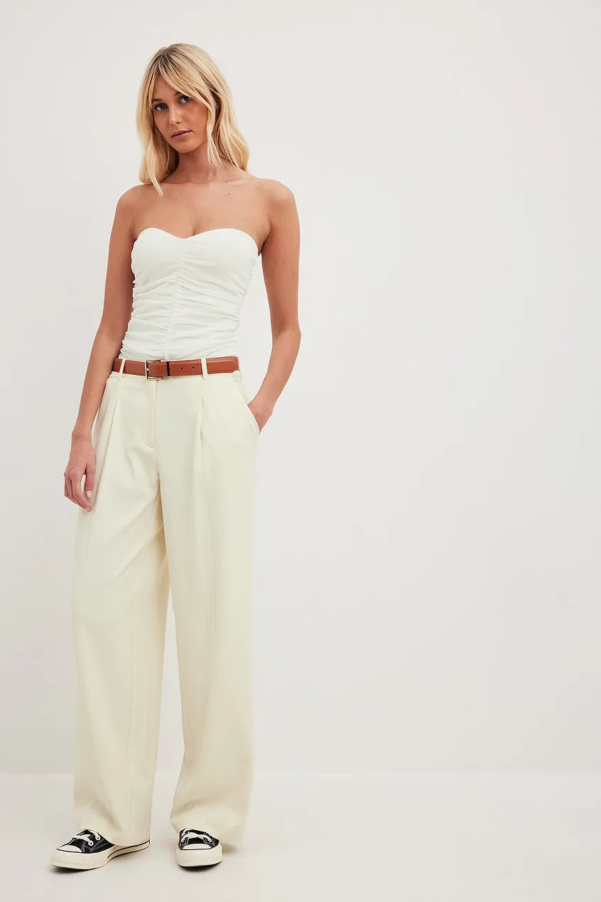 Draped Mesh Tube Top