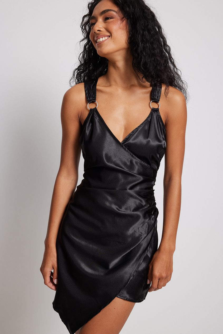 Draped Rhinestone Detail Dress
