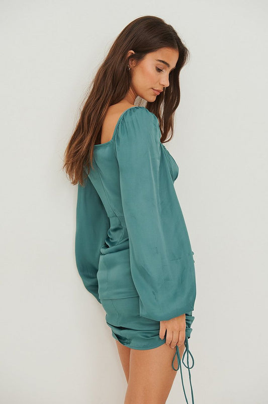 Drawstring Sides Satin dress