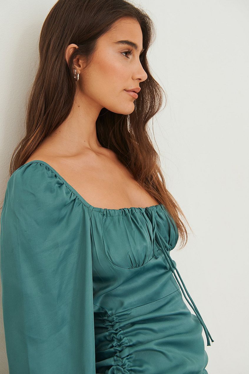 Drawstring Sides Satin dress