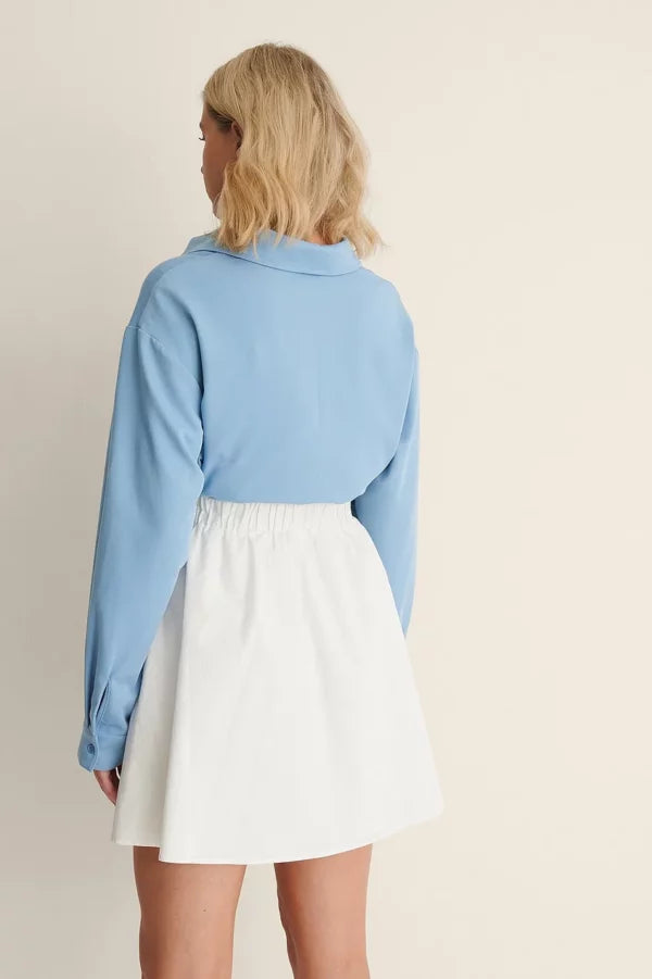 Elastic Waist Mini Cotton Skirt White