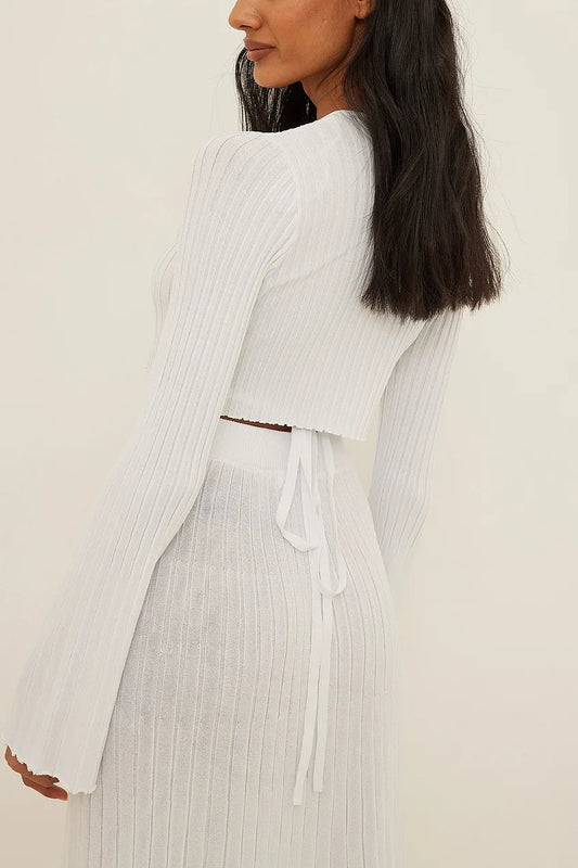 Fine Knitted Cropped Wrap Top