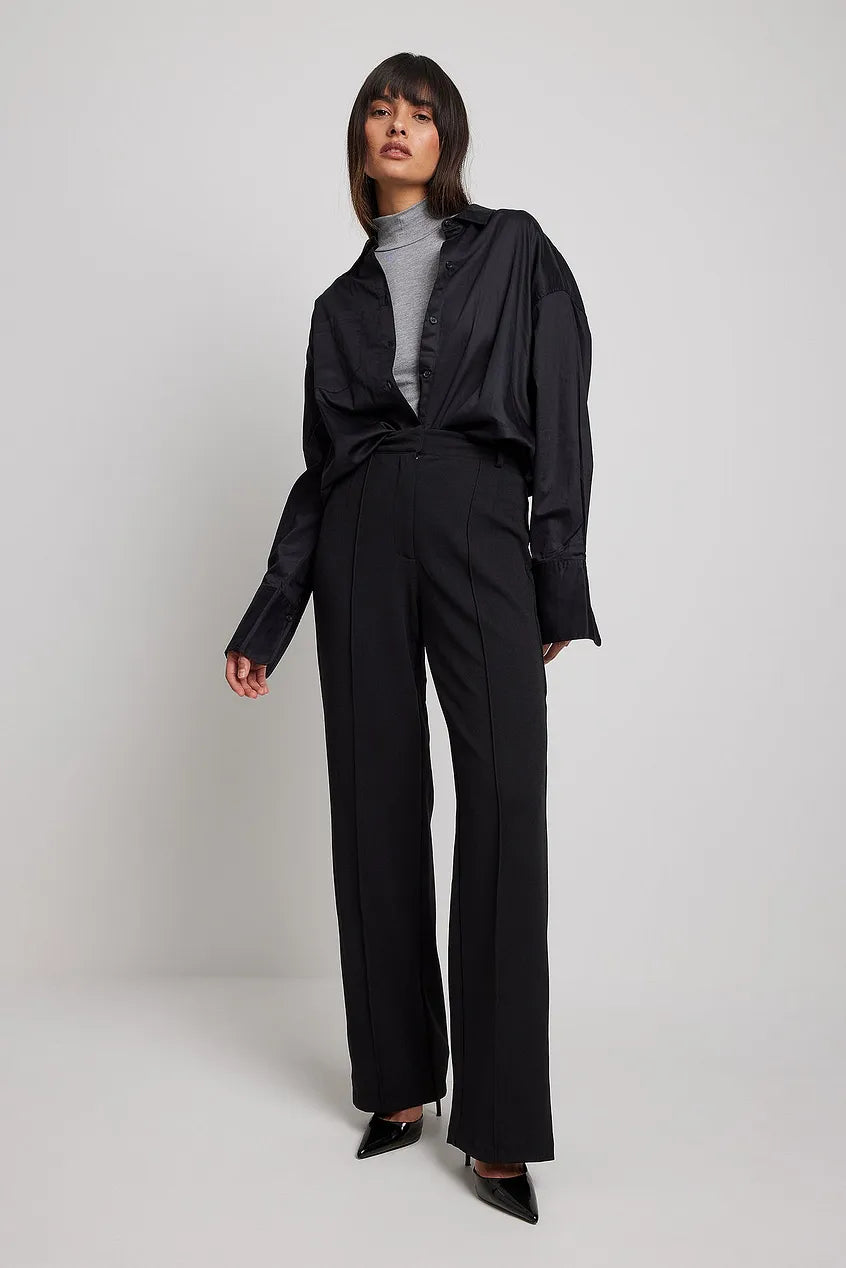 Fitted Wide Leg Suit Pants
