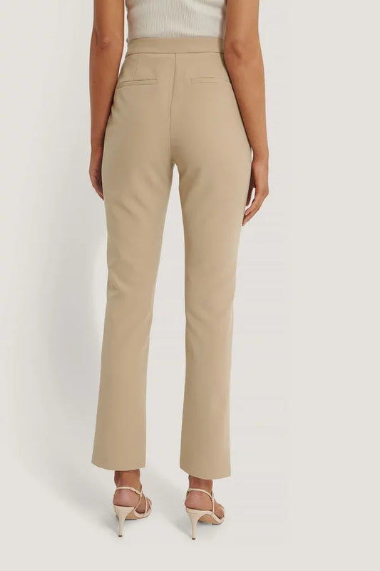 Front Slit Suit Pants Beige
