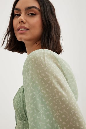 Gathered cup chiffon Blouse