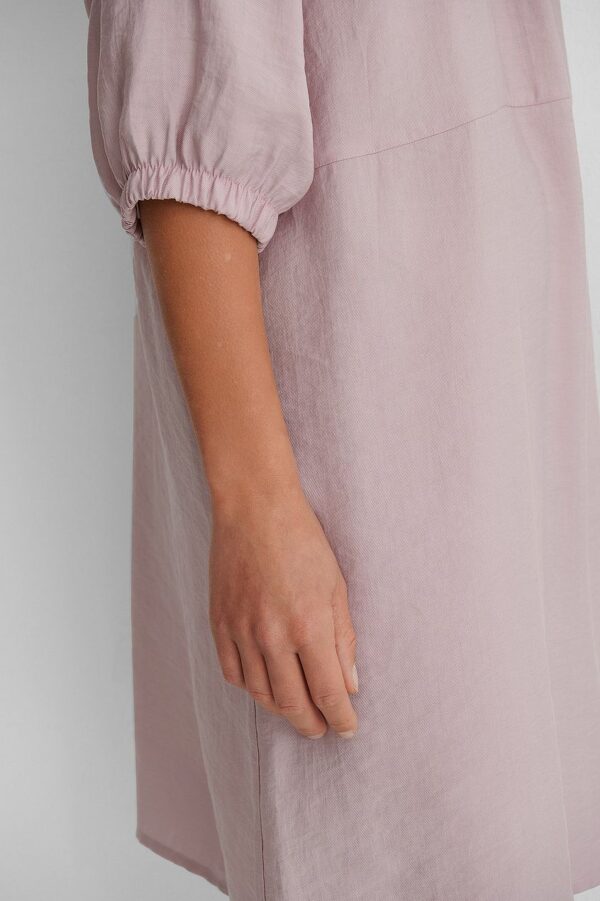 Gathered Round Neck Mini Dress Pink