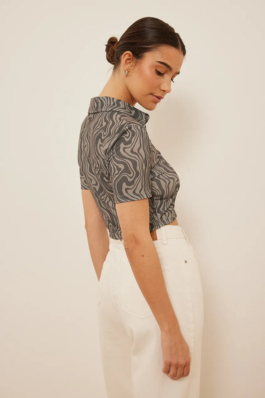 Jersey Button Detail Top