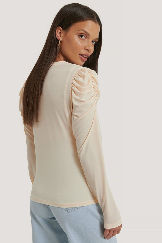 Long Sleeve Gathered shoulder top
