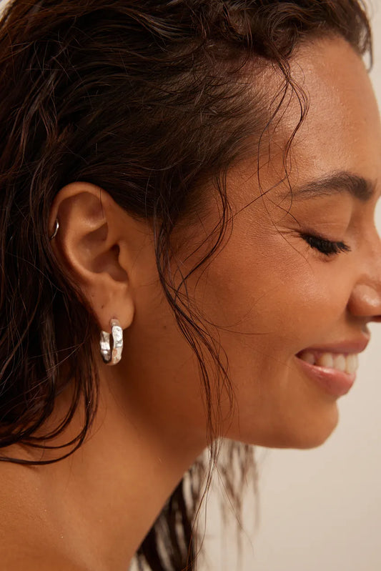 Midi Crafted Silver Plated Hoops Silver