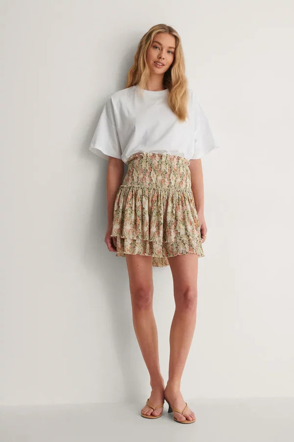 Mini Structured Smocked Skirt
