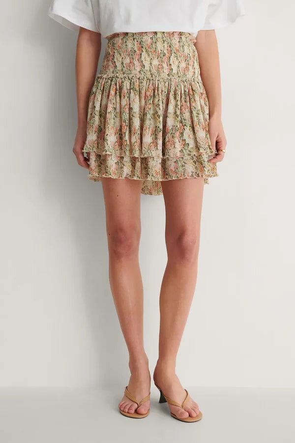 Mini Structured Smocked Skirt