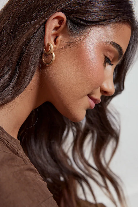 Frosted Multipack Chubby Hoops Gold