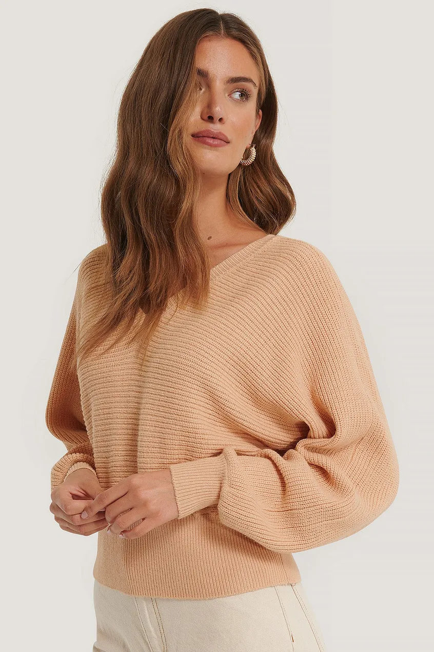 Overlap Knitted Tie Detail Sweater DEXISTREND