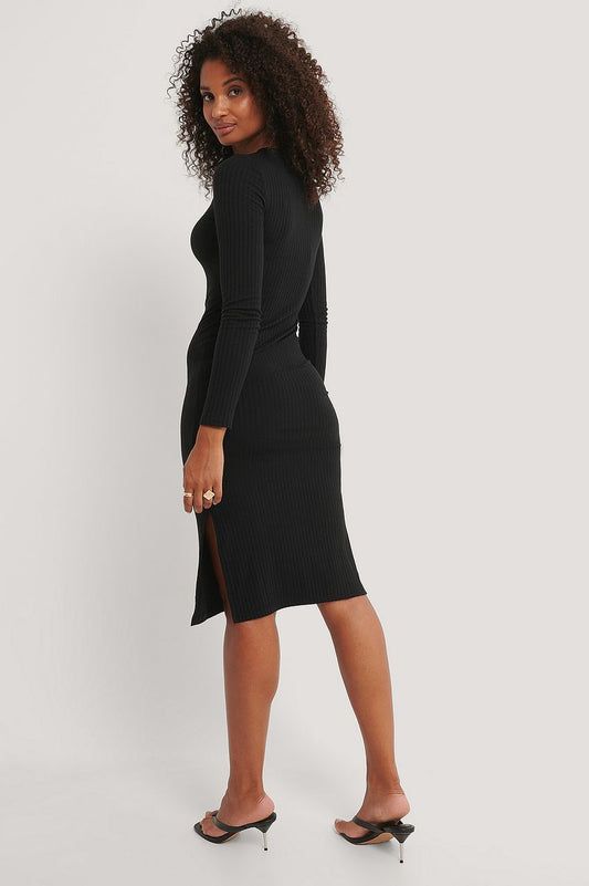 Ribbed Slit Dress