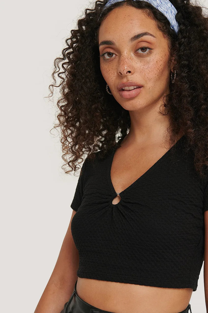 Ring Detail Crop Top Black