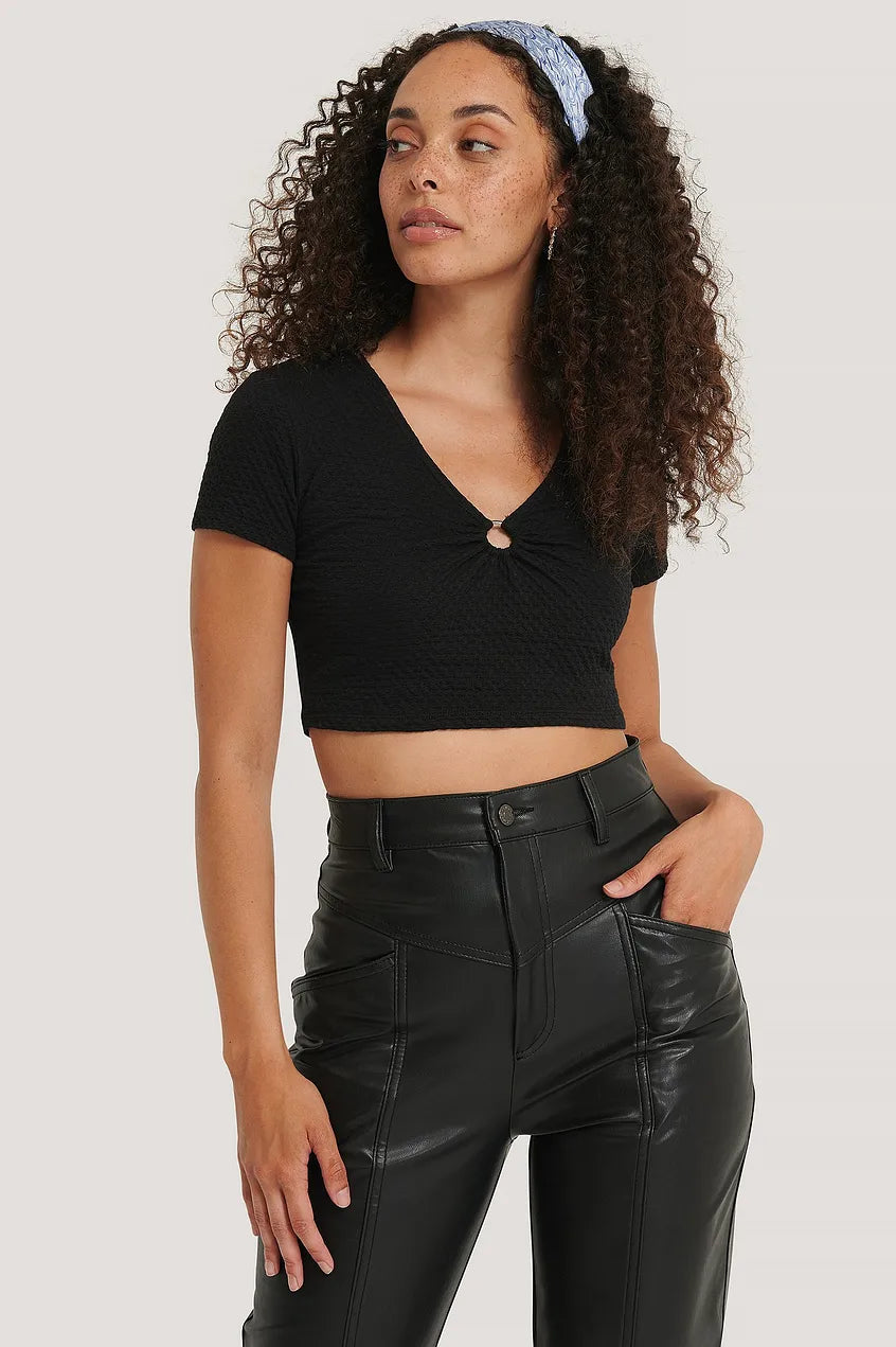 Ring Detail Crop Top Black
