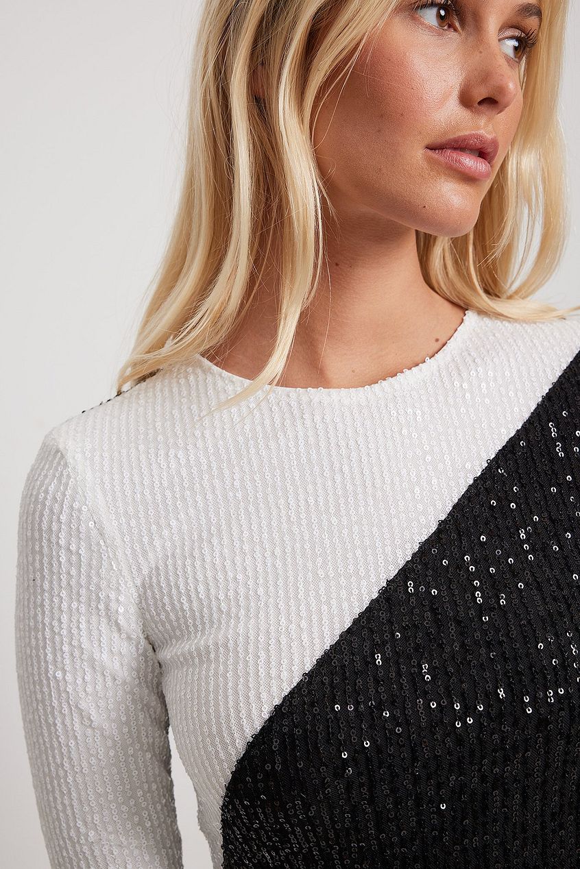 Sequin Color Block Midi Dress