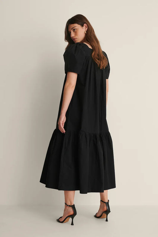 Na-kd Squared Neck Cotton Dress