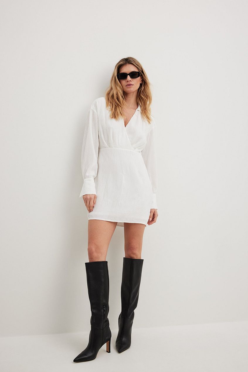 Swirl Detail Overlap Mini Dress
