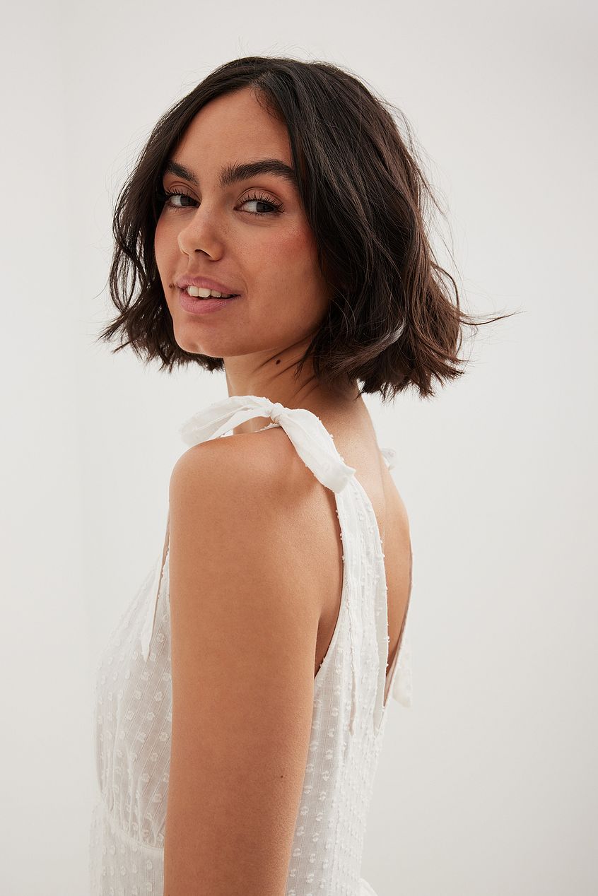 Tie Shoulder Cotton Midi Dress