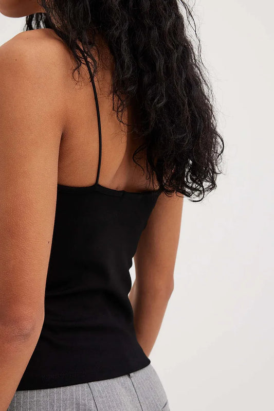 Tight Spaghetti Strap Singlet Black