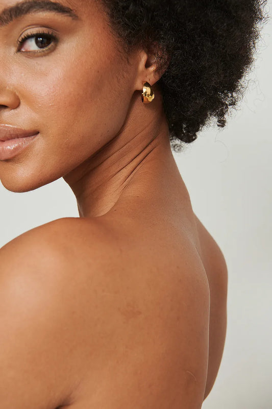 Gold Plated Wide Hoop Earrings