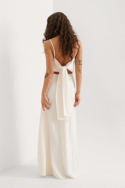 Waterfall Bow Maxi Dress Offwhite
