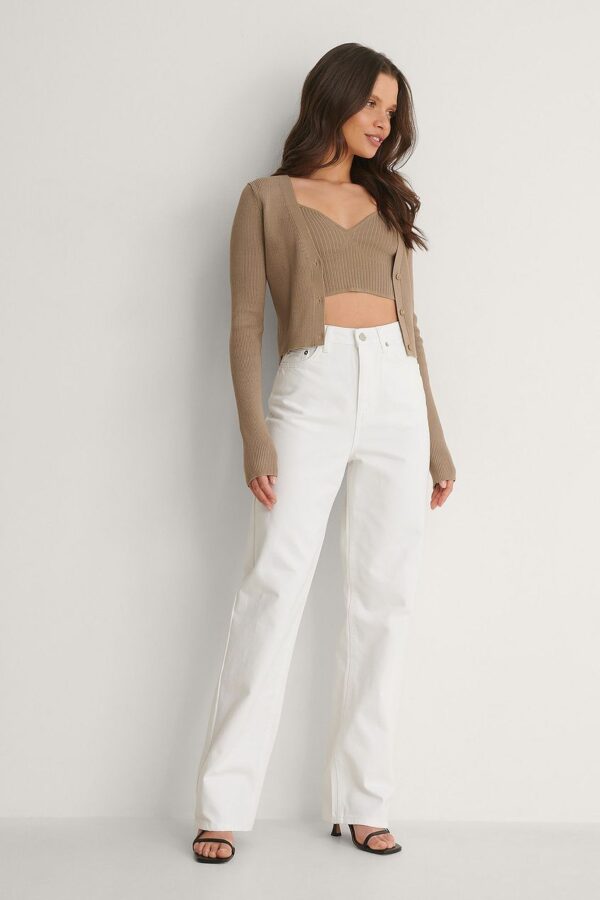 Wide Leg High Waisted Denim White