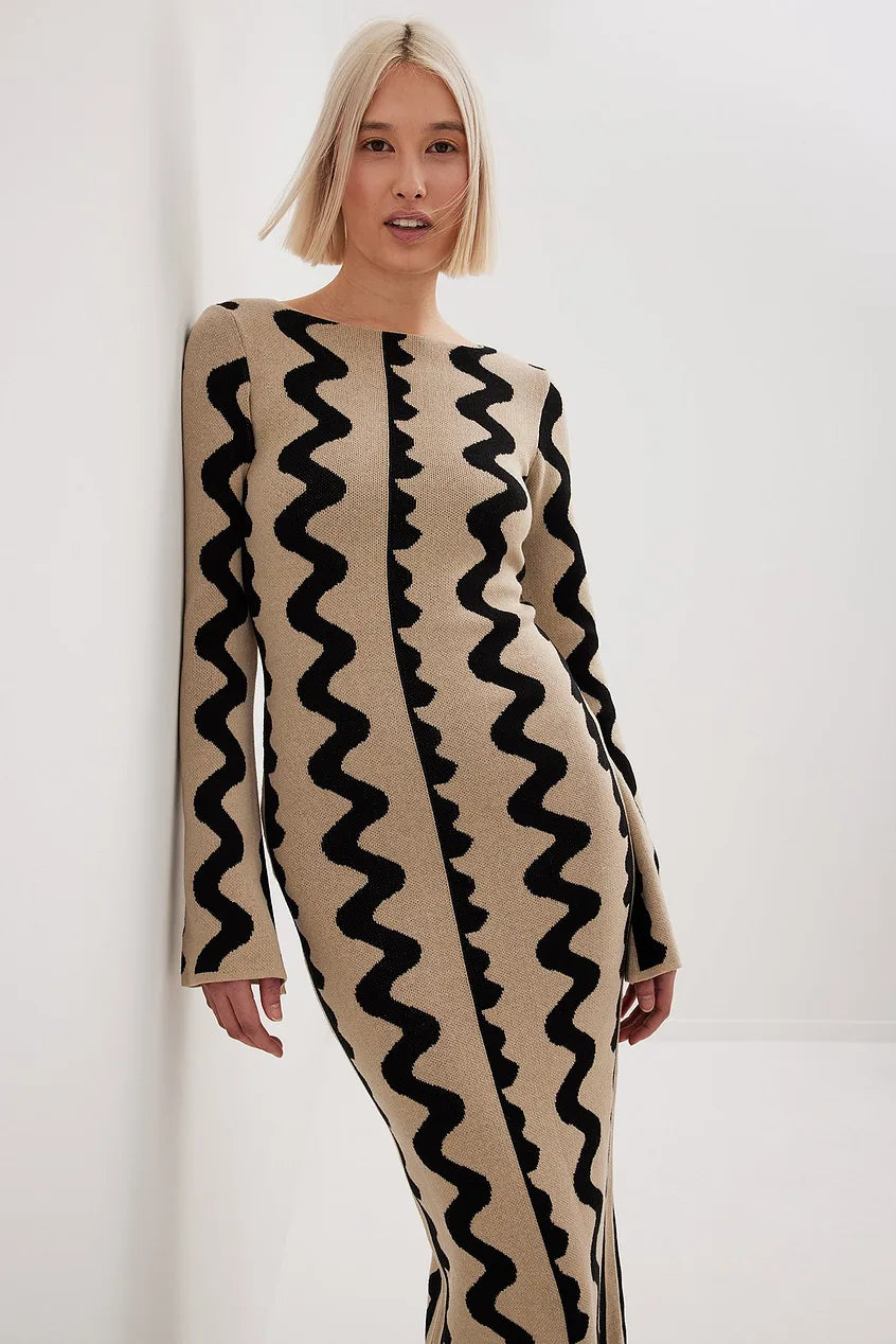 Wide Sleeve Knitted Maxi Dress