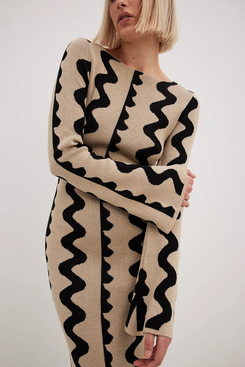 Wide Sleeve Knitted Maxi Dress