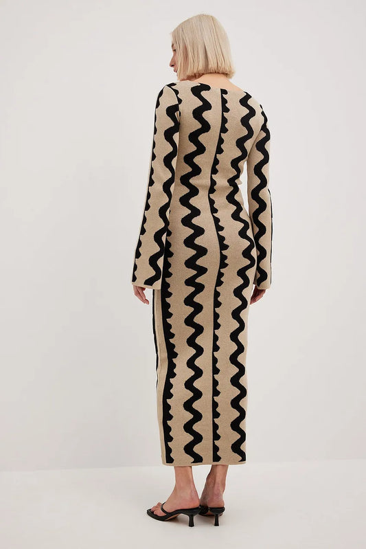 Wide Sleeve Knitted Maxi Dress