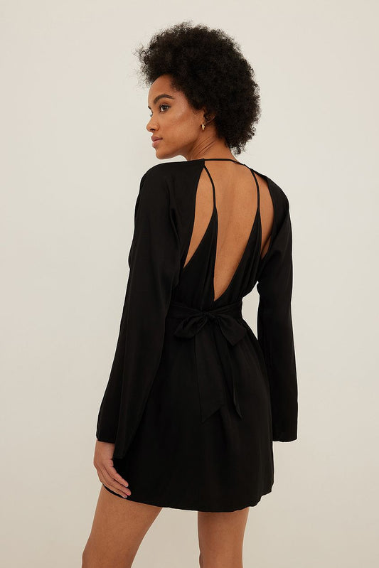 Wrap Front Open Back Mini Dress