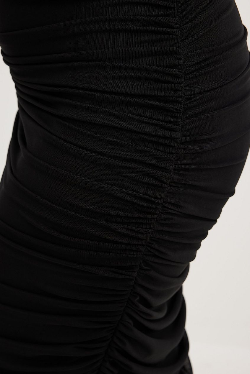 One Shoulder Mesh Midi Dress