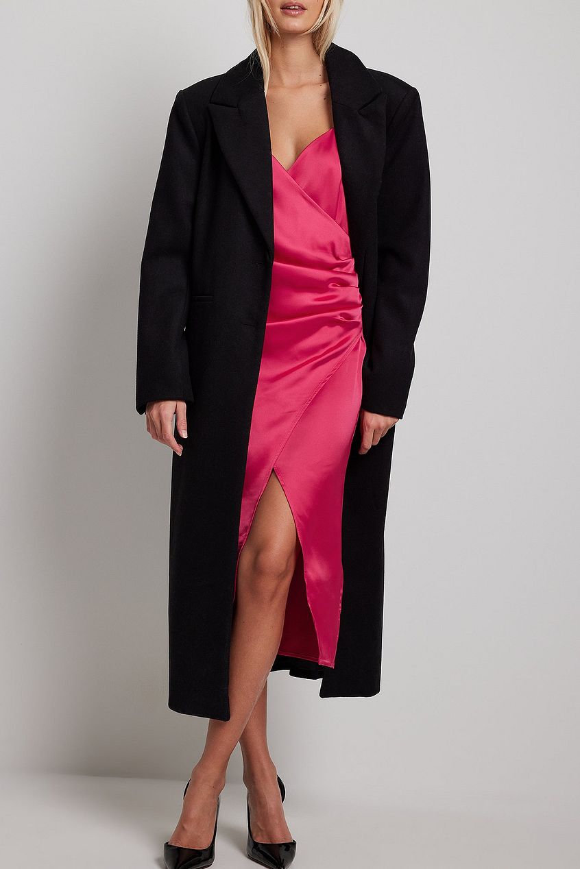Overlap Satin Slip Dress