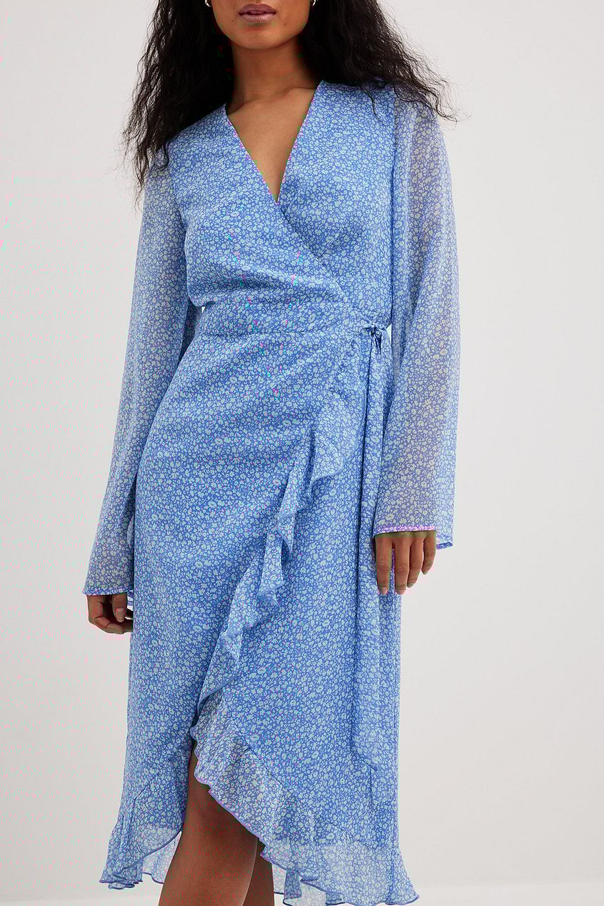 Overlap Tie Waist Midi Dress