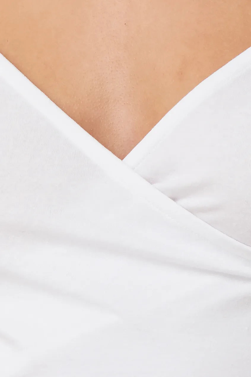 Bardot Wrap Front Crop Top White