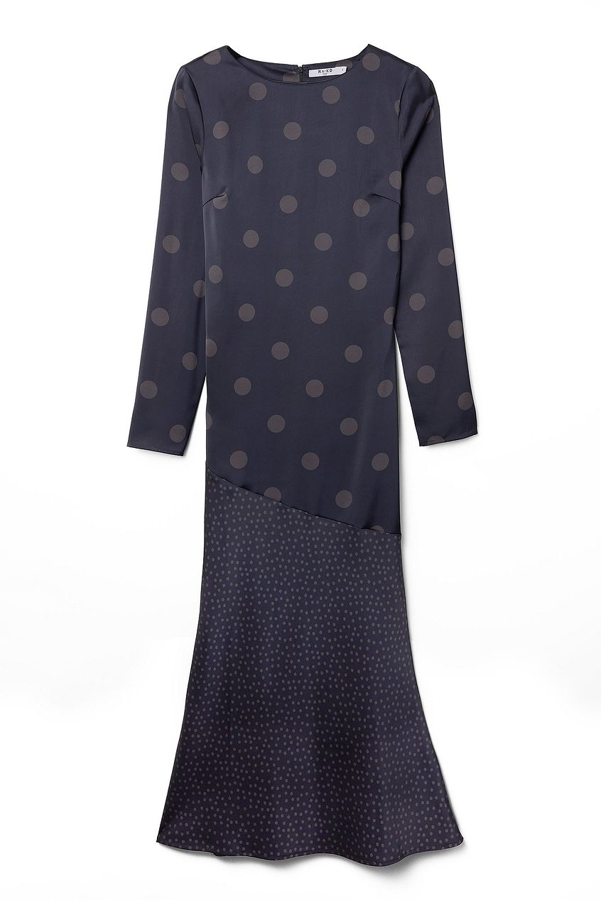 Polka Dot Satin Midi Dress