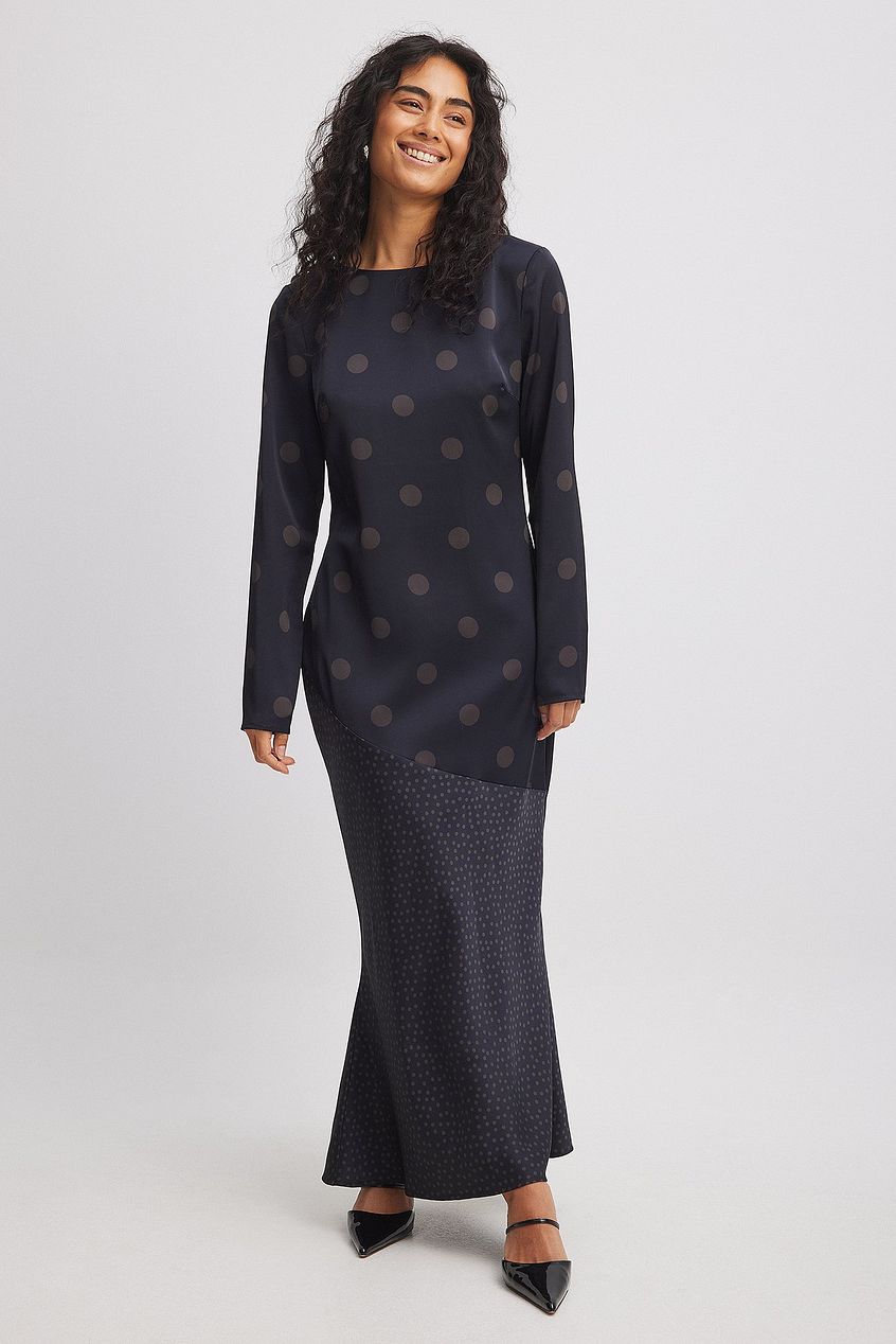 Polka Dot Satin Midi Dress