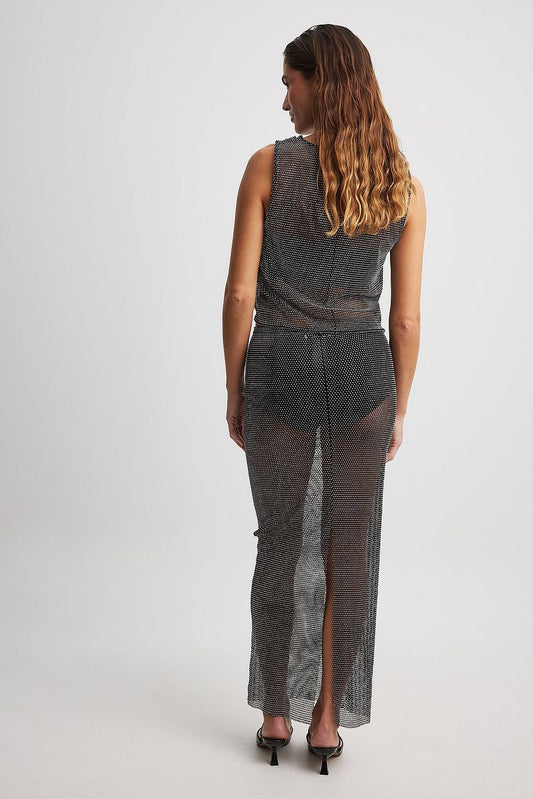 Na-kd Rhinestone Slip Maxi Skirt