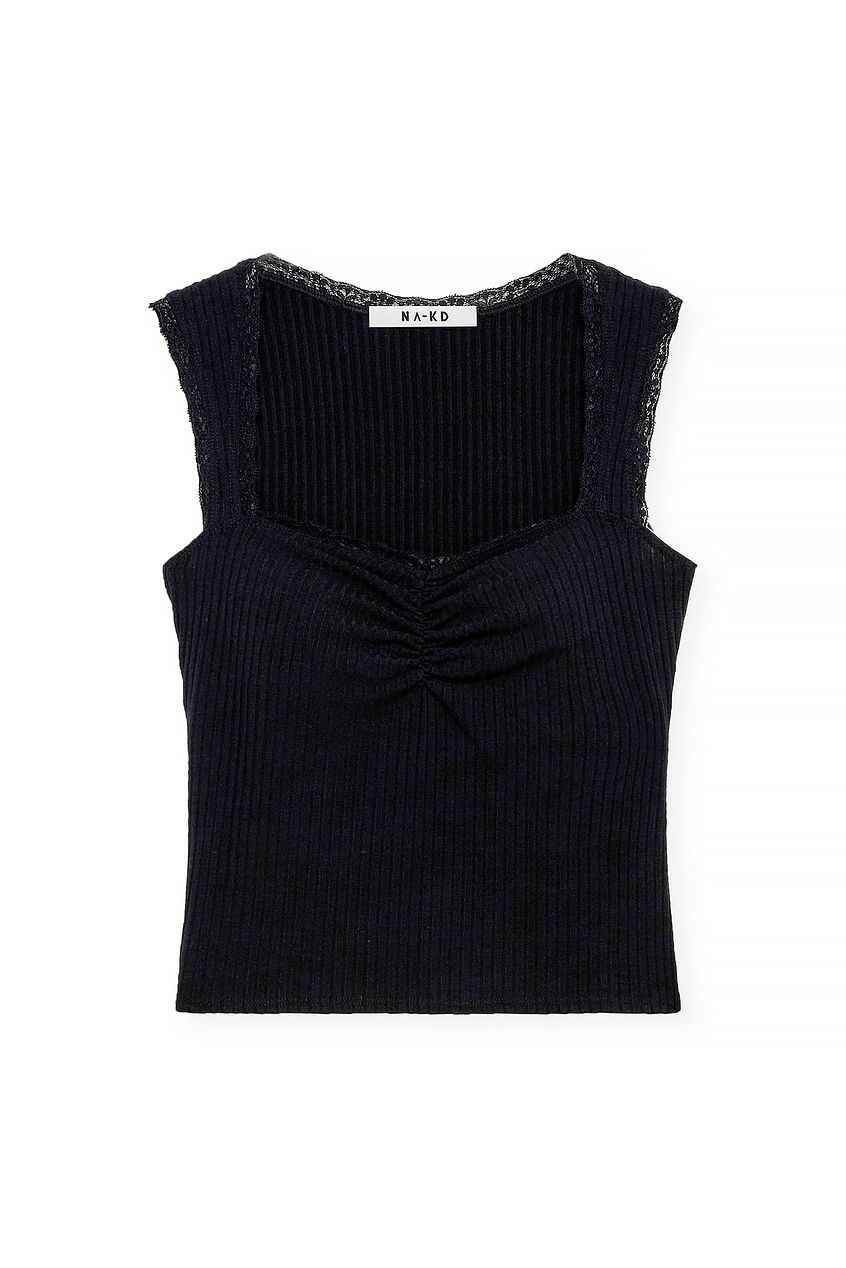 Na-kd Rib Lace Detail Top