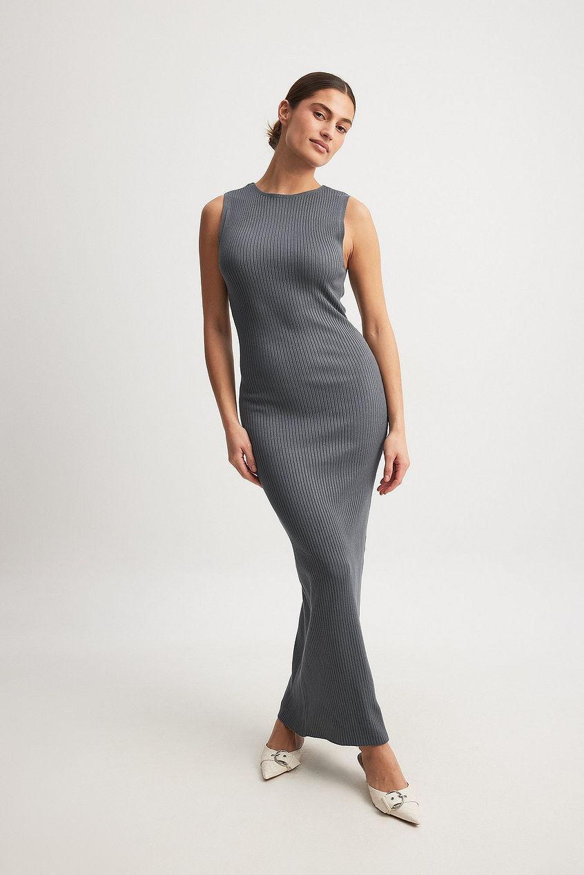 Ribbed Fine Knitted Maxi Dress