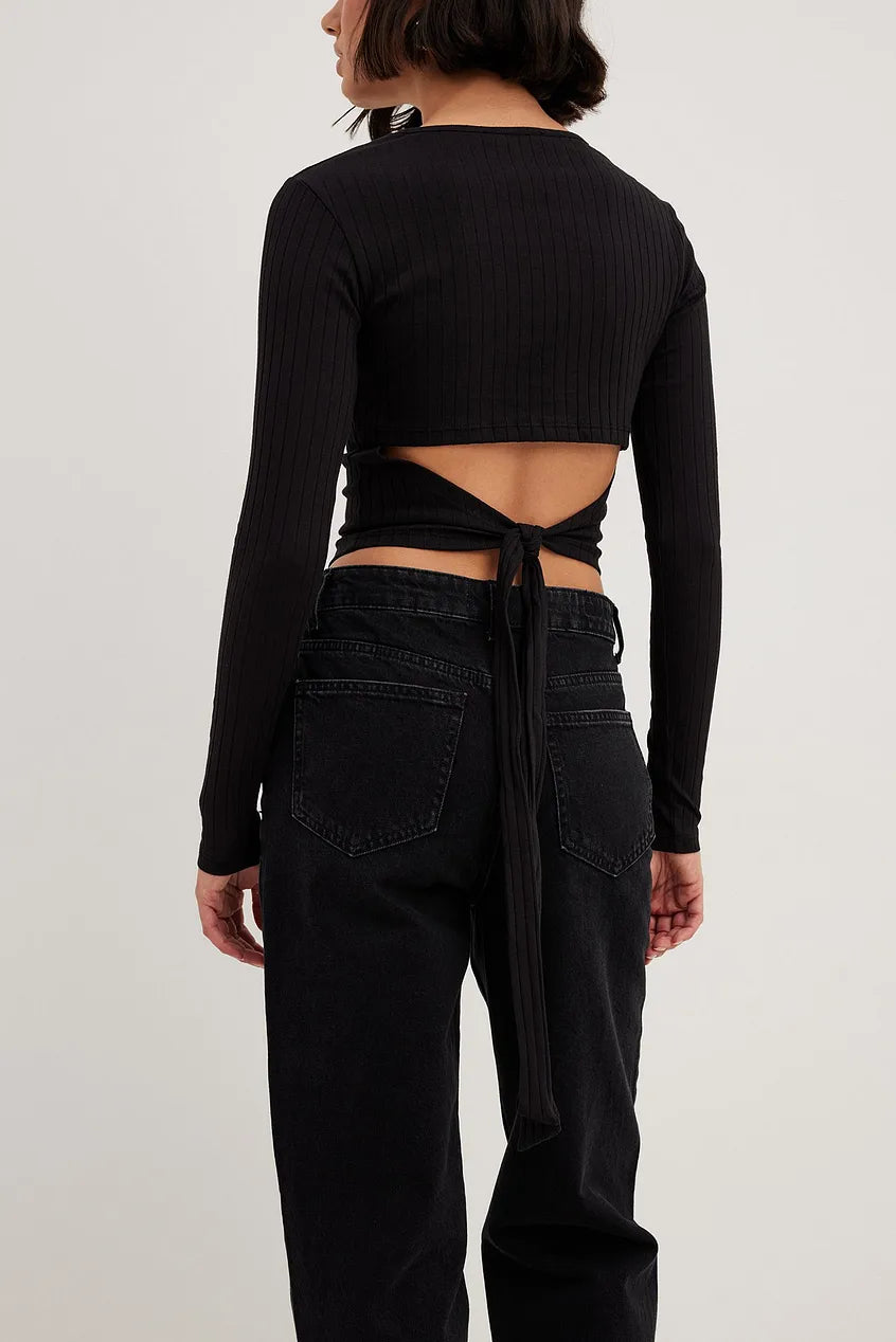 Ribbed Open Back Top