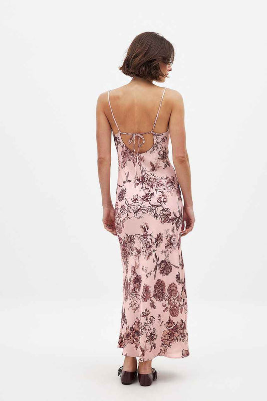 Na-kd Satin Fold Detail Midi Slip Dress