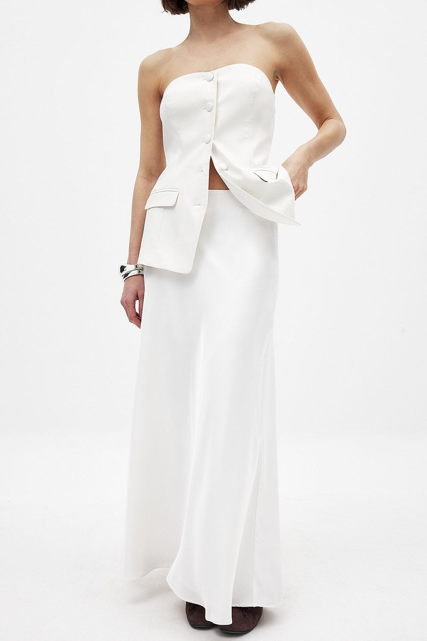 Mid Waist Maxi Satin Skirt