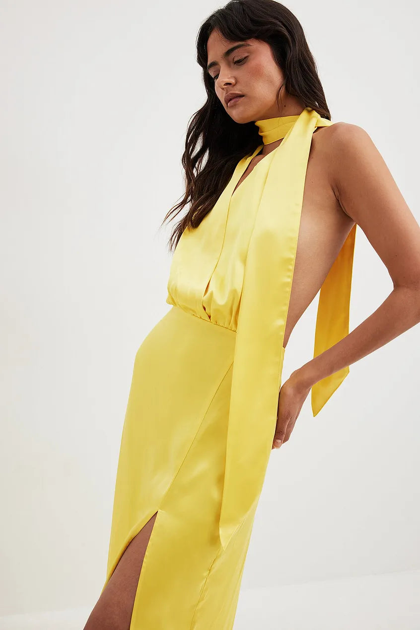 Satin Scarf Maxi Dress