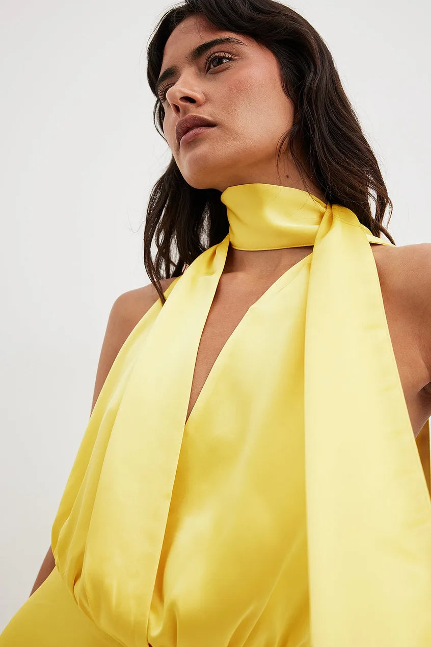 Satin Scarf Maxi Dress